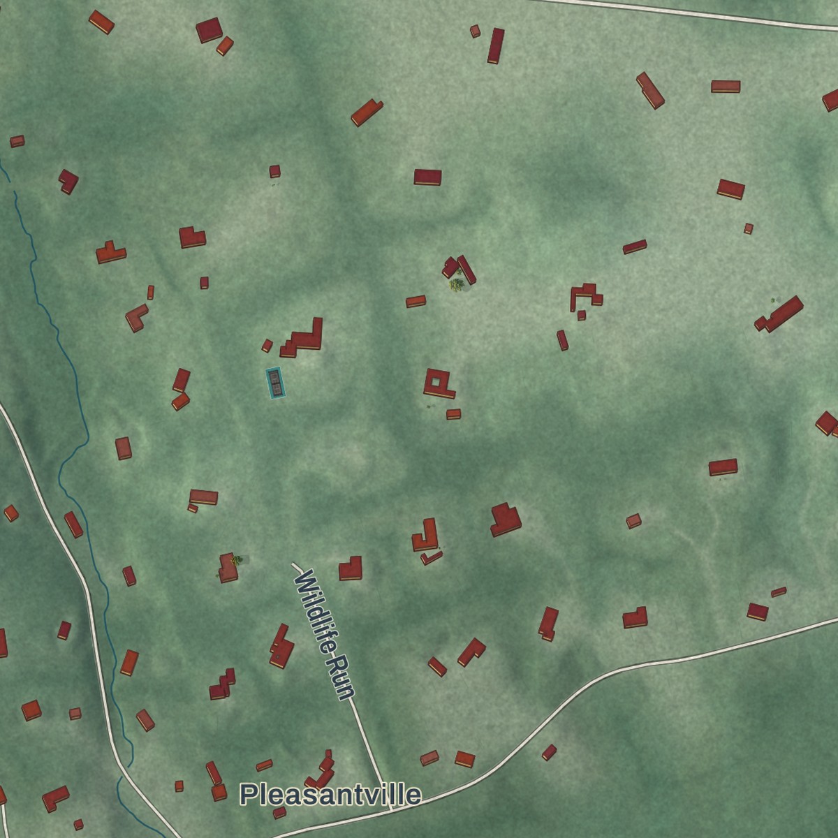 Second close-up of the map of New Vernon, New Jersey print showing more streets and buildings