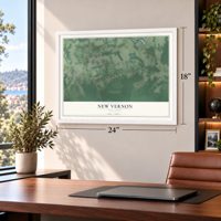 New Vernon, New Jersey map, 18 x 24 inch print in a white frame in a home office