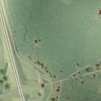 Second close-up of the map of New Waverly, Texas print showing more streets and buildings