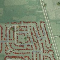 Second close-up of the map of New Whiteland, Indiana print showing more streets and buildings