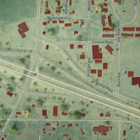 Second close-up of the map of New York Mills, Minnesota print showing more streets and buildings