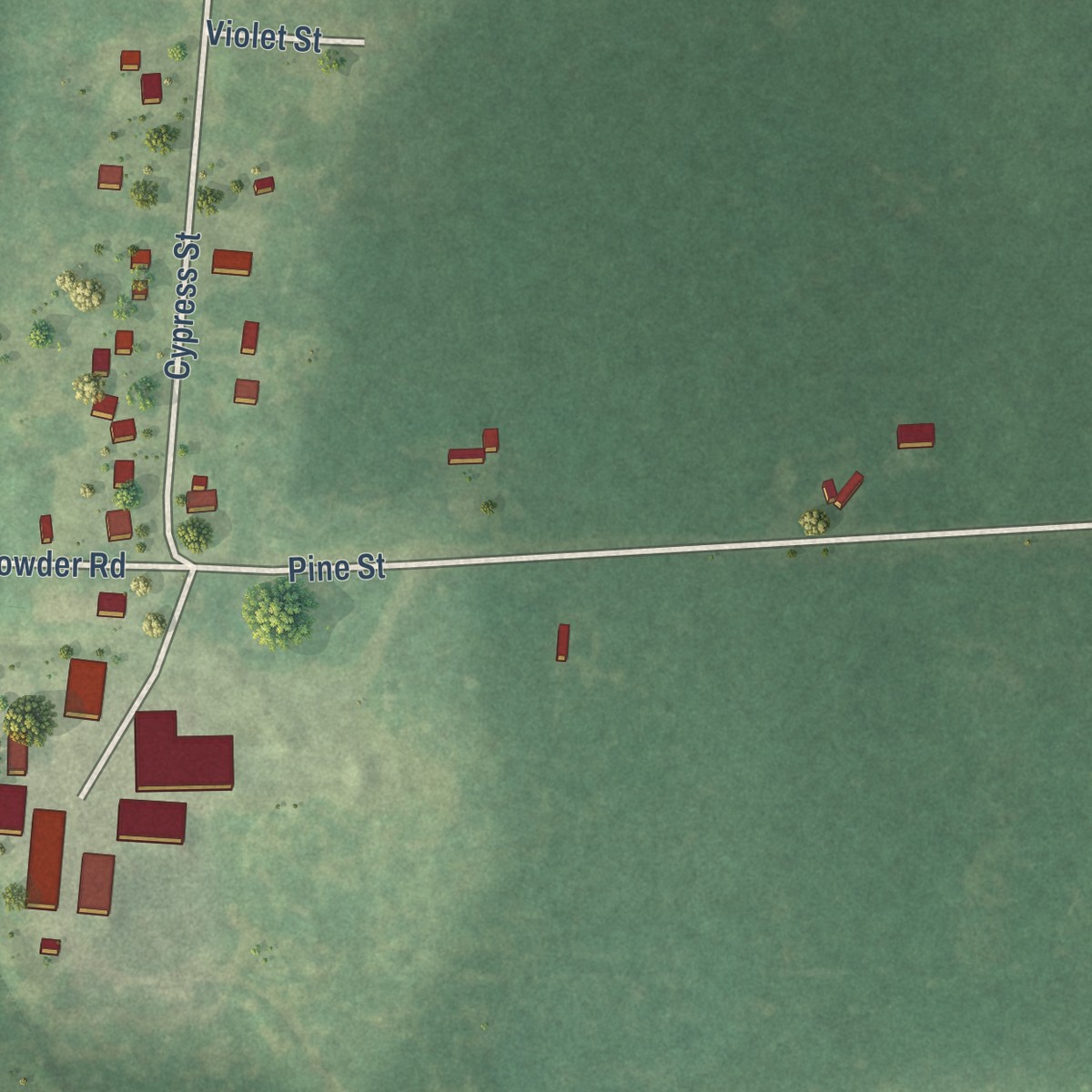 Second close-up of the map of Newald, Wisconsin print showing more streets and buildings