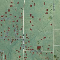 Second close-up of the map of Newark, Arkansas print showing more streets and buildings