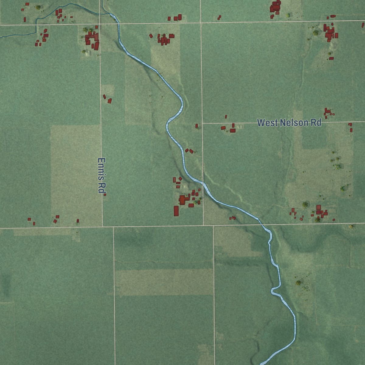 Second close-up of the map of Newark, Michigan print showing more streets and buildings