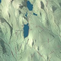 Close-up of the map of Newark, Vermont print showing terrain and local geography