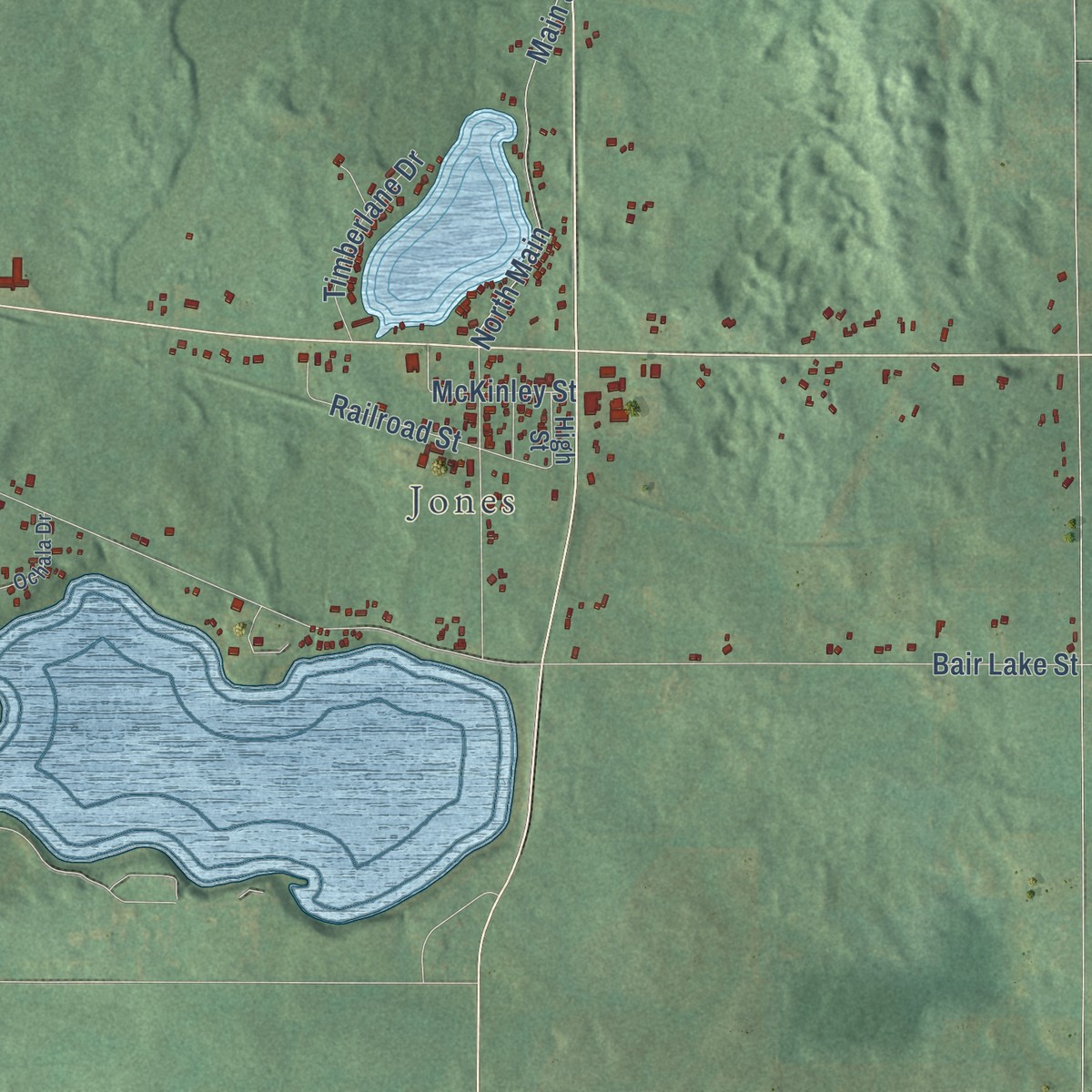 Second close-up of the map of Newberg, Michigan print showing more streets and buildings