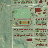 Second close-up of the map of Newberry, Michigan print showing more streets and buildings
