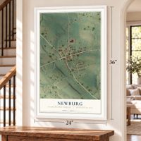 Newburg, Cumberland County, Pennsylvania map, 24 x 36 inch print in a white frame by a staircase