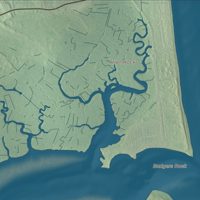 Close-up of the map of Newburyport, Massachusetts print showing terrain and local geography