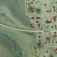 Second close-up of the map of Newcastle, Nebraska print showing more streets and buildings