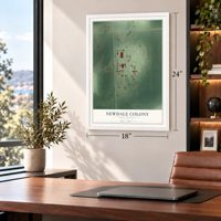 Newdale Colony, South Dakota map, 18 x 24 inch print in a white frame in a home office