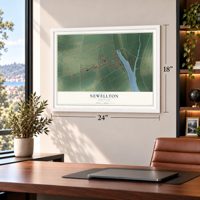 Newellton, Louisiana map, 18 x 24 inch print in a white frame in a home office