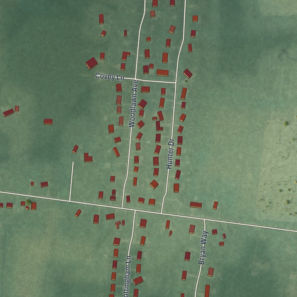 Second close-up of the map of Newfield, New Jersey print showing more streets and buildings