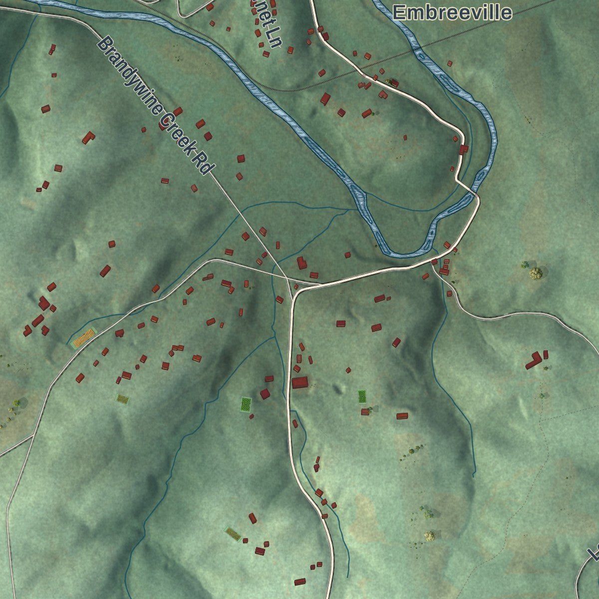 Second close-up of the map of Newlin, Pennsylvania print showing more streets and buildings