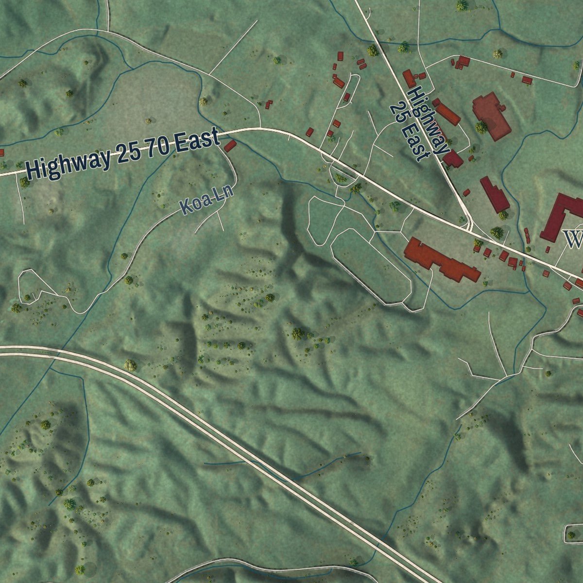 Second close-up of the map of Newport, Tennessee print showing more streets and buildings