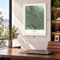 Newry, Pennsylvania map, 18 x 24 inch print in a white frame in a home office
