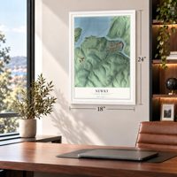 Newry, South Carolina map, 18 x 24 inch print in a white frame in a home office