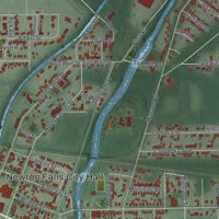 Second close-up of the map of Newton Falls, Ohio print showing more streets and buildings