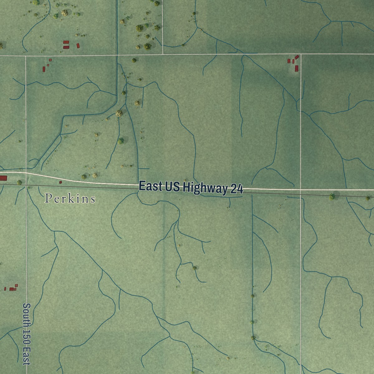 Second close-up of the map of Newton, Indiana print showing more streets and buildings