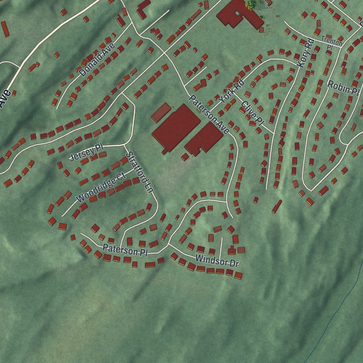 Second close-up of the map of Newton, New Jersey print showing more streets and buildings