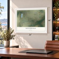 Neylandville, Texas map, 18 x 24 inch print in a white frame in a home office