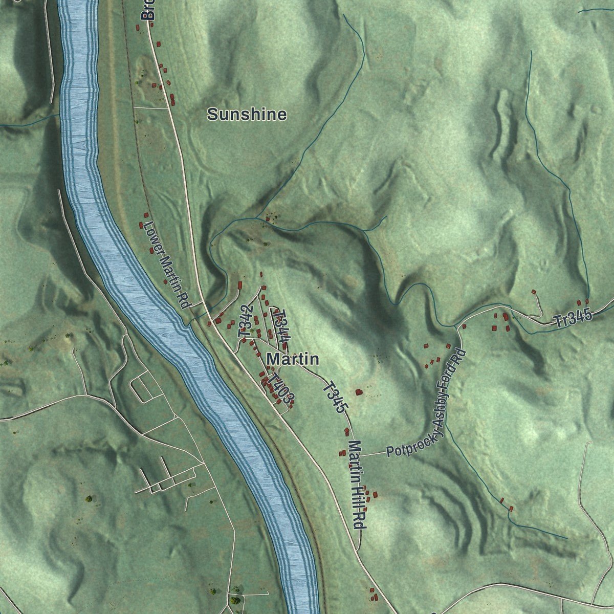 Second close-up of the map of Nicholson, Fayette County, Pennsylvania print showing more streets and buildings
