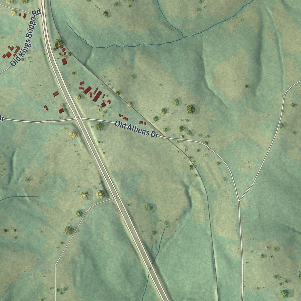 Second close-up of the map of Nicholson, Georgia print showing more streets and buildings