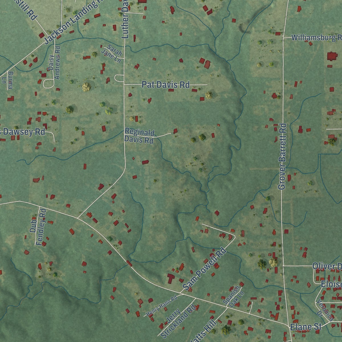 Second close-up of the map of Nicholson, Mississippi print showing more streets and buildings
