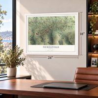 Nickelsville, Virginia map, 18 x 24 inch print in a white frame in a home office