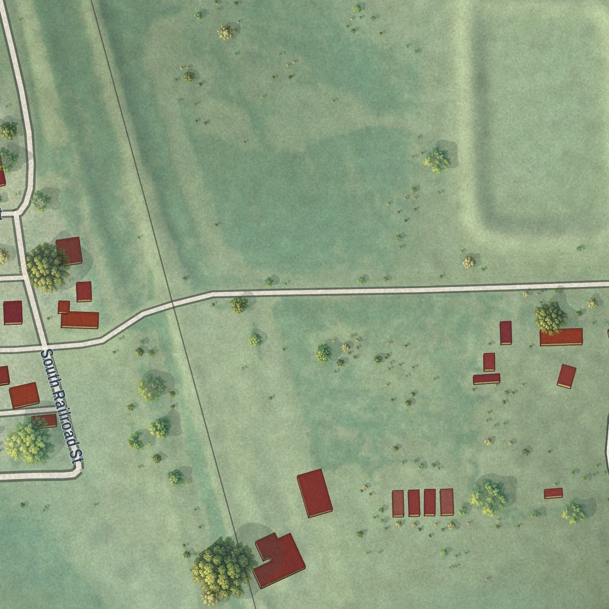 Second close-up of the map of Nickerson, Nebraska print showing more streets and buildings