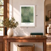 Nicodemus, Kansas map, 12 x 18 inch print in a white frame in an entryway