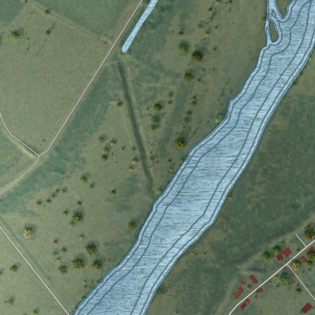 Second close-up of the map of Nicolaus, California print showing more streets and buildings