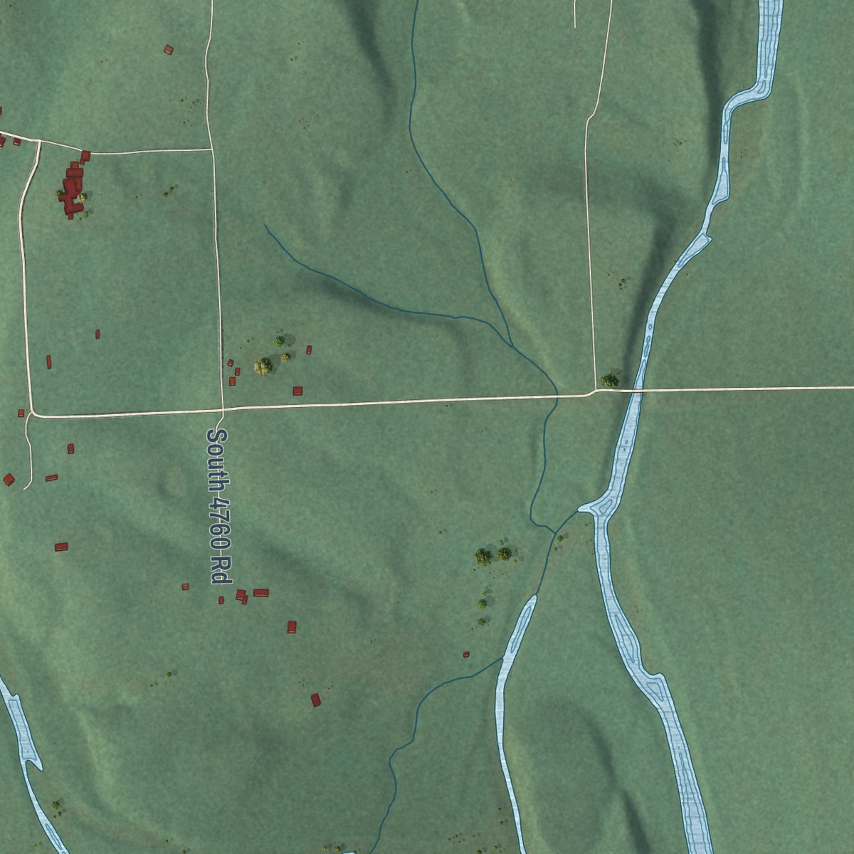 Second close-up of the map of Nicut, Oklahoma print showing more streets and buildings