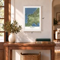 Nikolski, Alaska map, 12 x 18 inch print in a white frame in an entryway