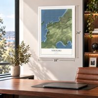 Nikolski, Alaska map, 18 x 24 inch print in a white frame in a home office