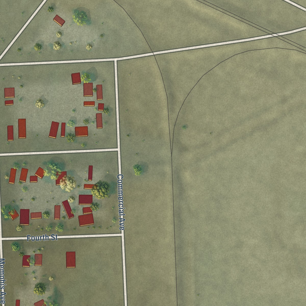 Second close-up of the map of Niland, California print showing more streets and buildings
