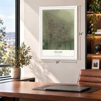 Niland, California map, 18 x 24 inch print in a white frame in a home office