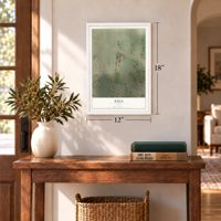 Nina, Texas map, 12 x 18 inch print in a white frame in an entryway