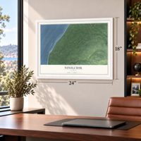 Ninilchik, Alaska map, 18 x 24 inch print in a white frame in a home office