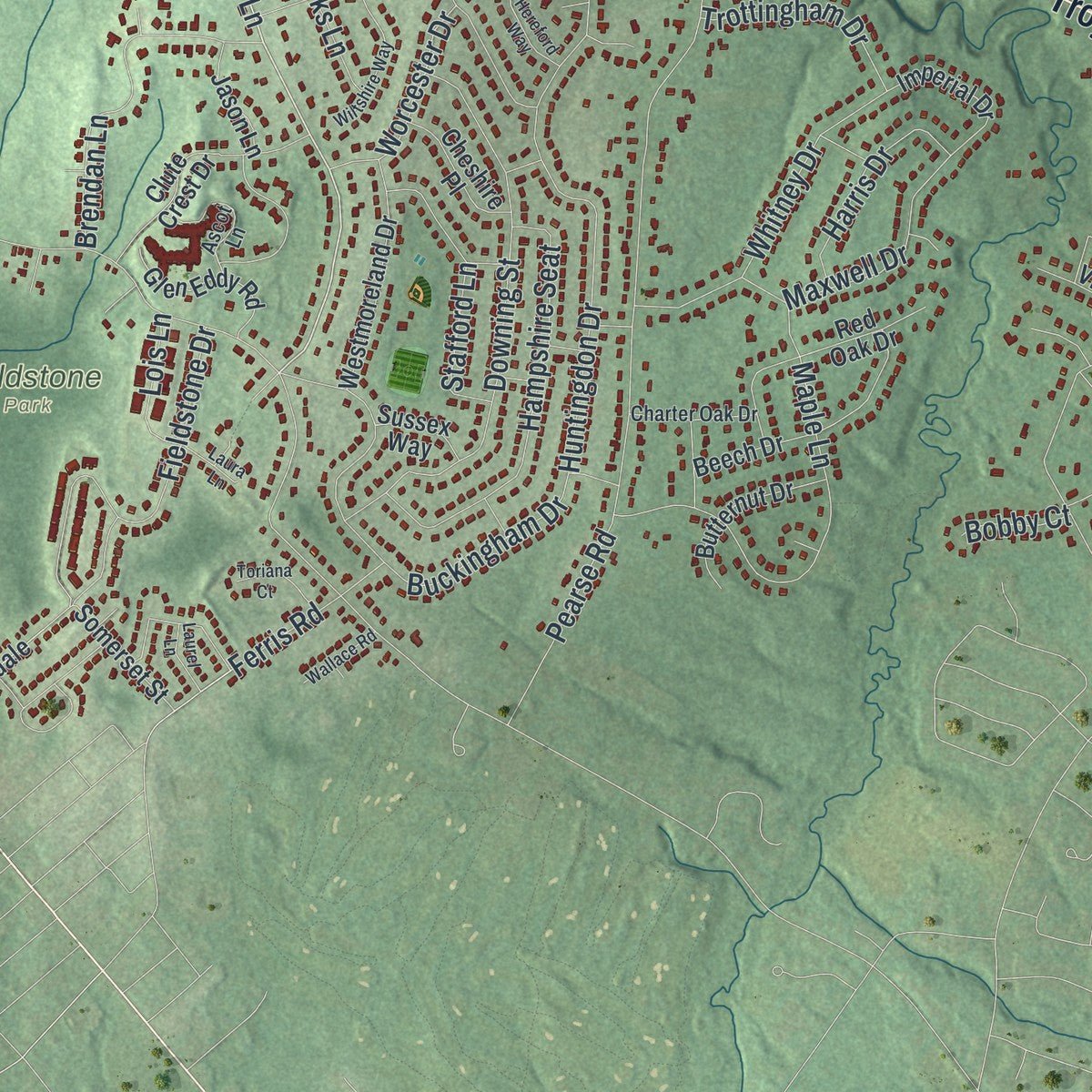 Second close-up of the map of Niskayuna, New York print showing more streets and buildings
