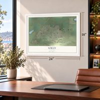 Niwot, Colorado map, 18 x 24 inch print in a white frame in a home office