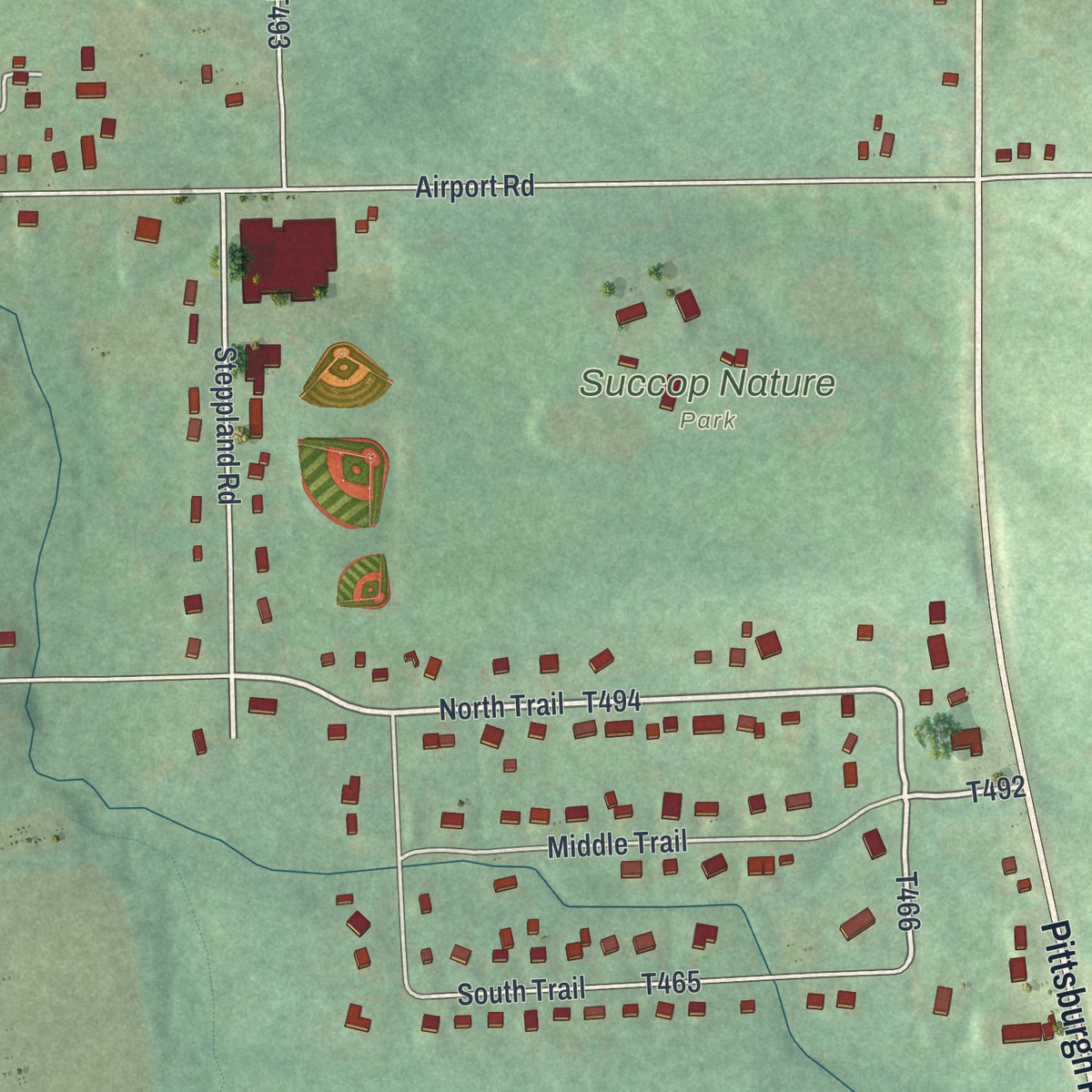 Second close-up of the map of Nixon, Pennsylvania print showing more streets and buildings