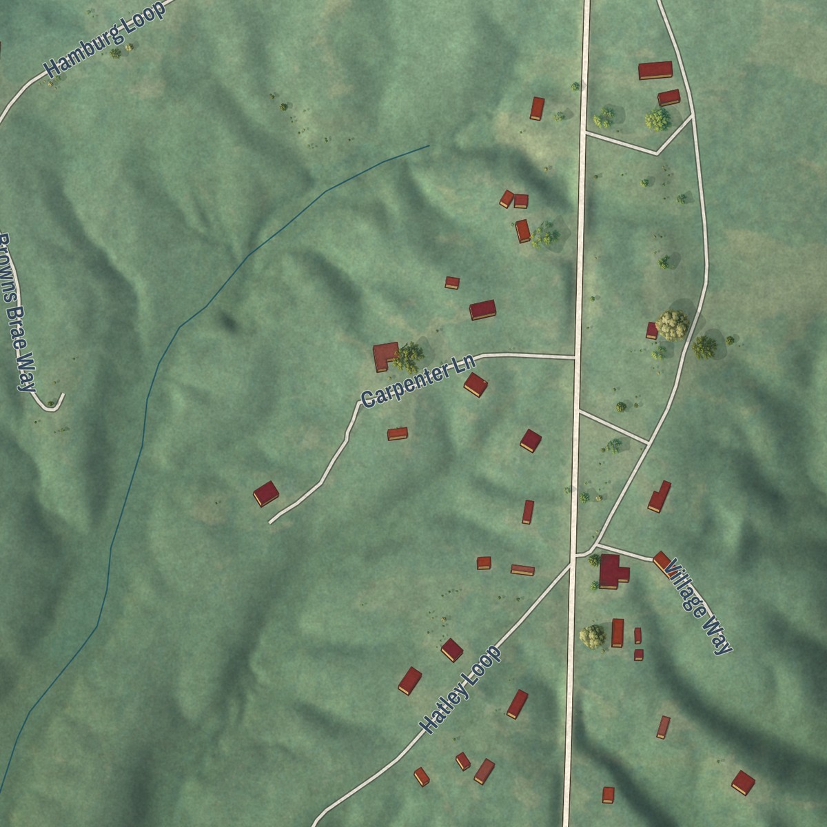 Second close-up of the map of Nixon, Tennessee print showing more streets and buildings