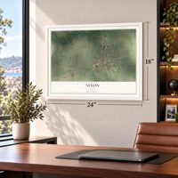 Nixon, Texas map, 18 x 24 inch print in a white frame in a home office