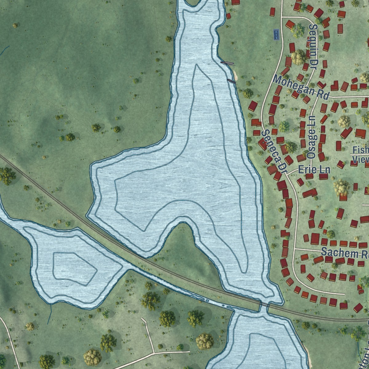 Second close-up of the map of Noank, Connecticut print showing more streets and buildings