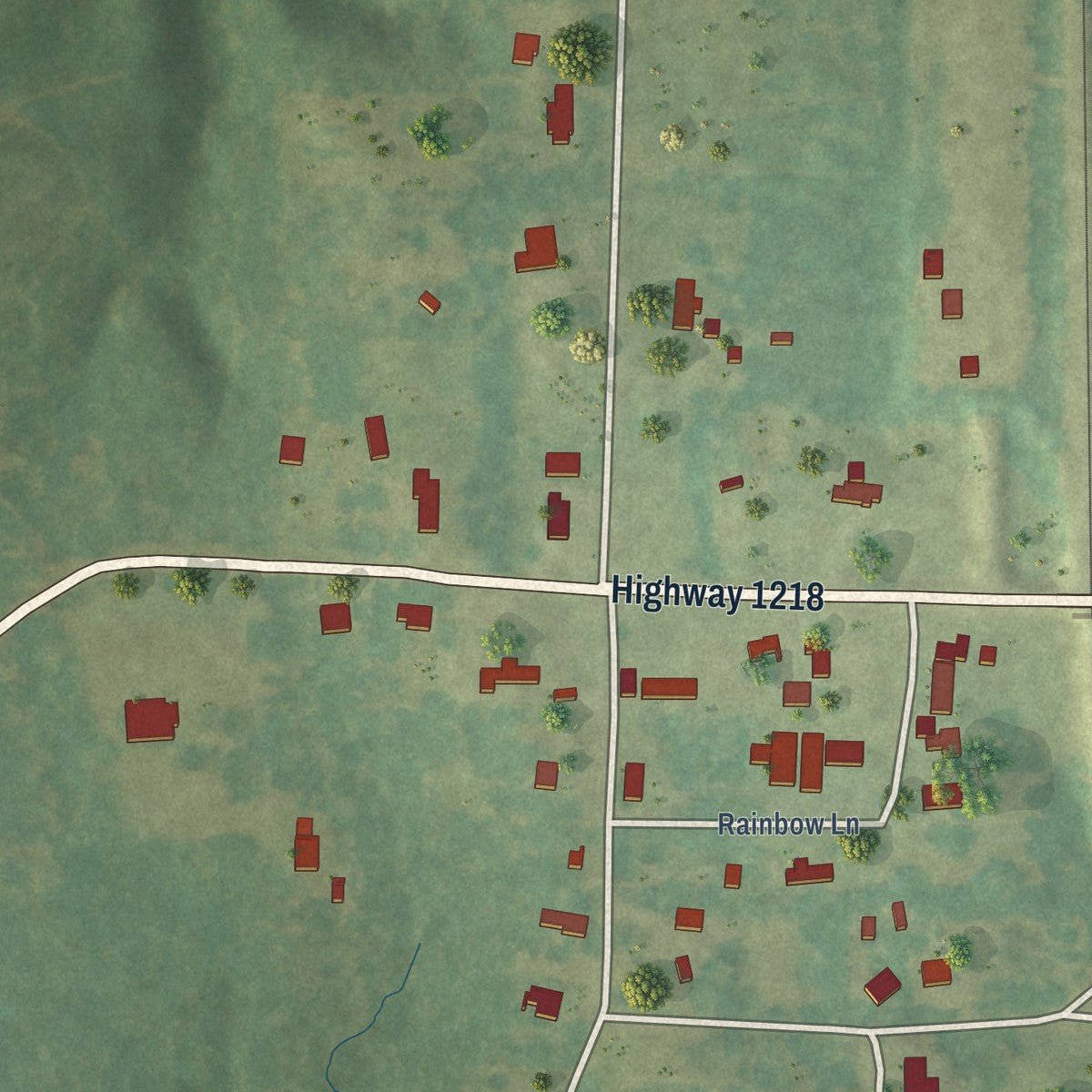 Second close-up of the map of Noble, Louisiana print showing more streets and buildings