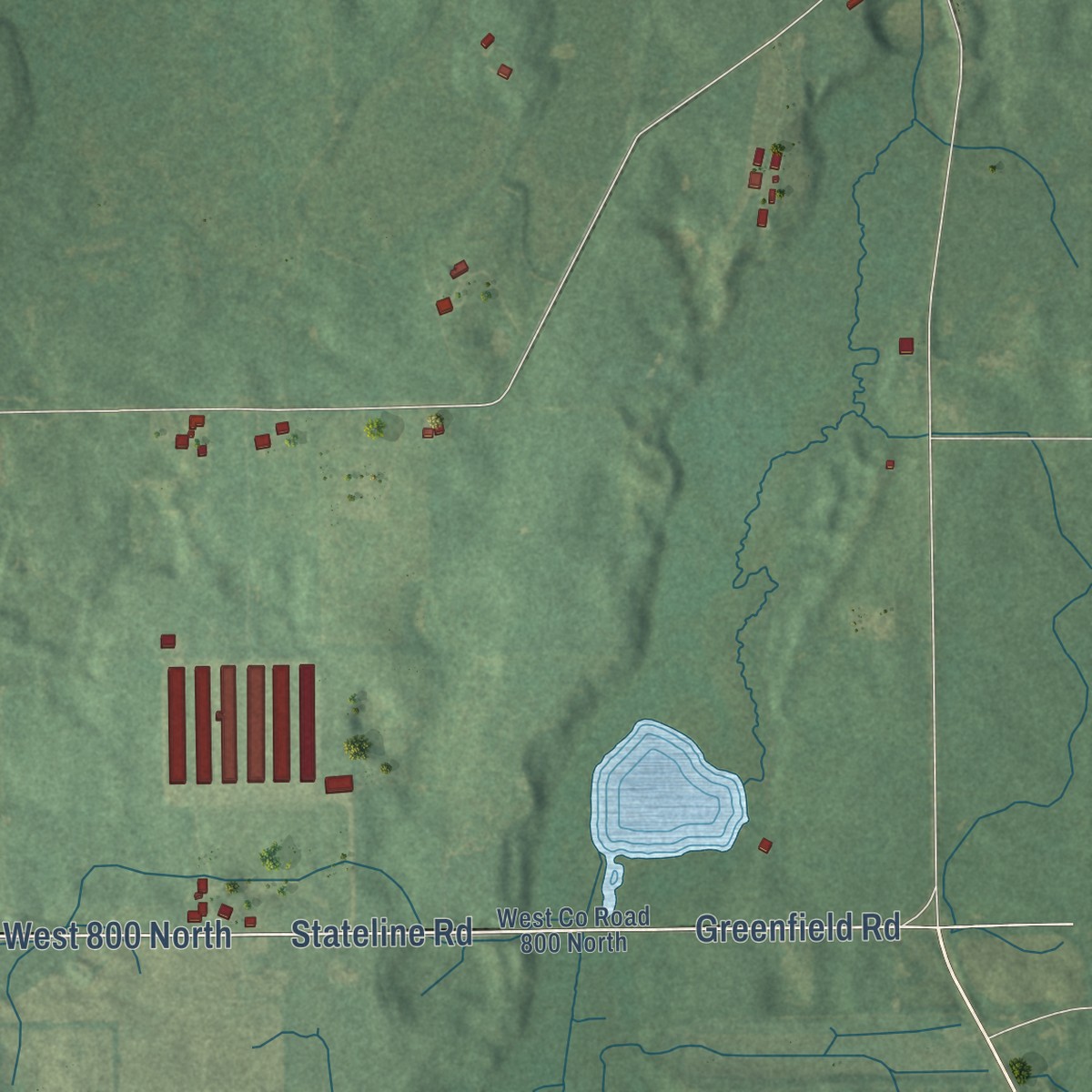 Second close-up of the map of Noble, Michigan print showing more streets and buildings