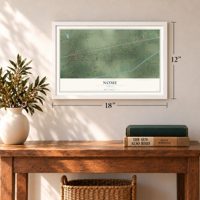 Nome, Texas map, 12 x 18 inch print in a white frame in an entryway