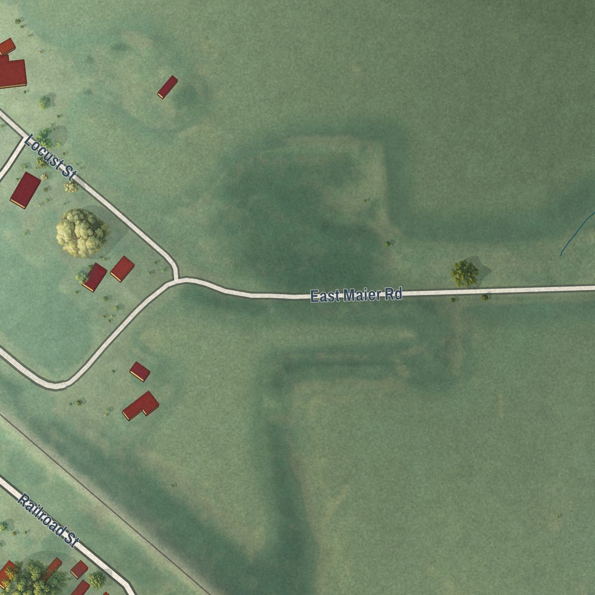 Second close-up of the map of Nora, Illinois print showing more streets and buildings