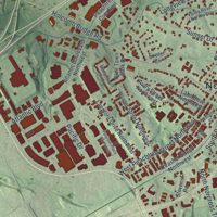 Second close-up of the map of Norcross, Georgia print showing more streets and buildings